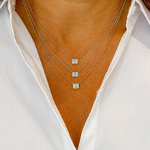 Load image into Gallery viewer, 14k Solid Gold Genuine Natural Diamond Emerald Cut Solitaire Look Bezel Set Pendant Necklace for Women