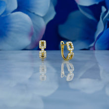 Load image into Gallery viewer, Single (Half Pair) 18k Solid Gold Genuine Natural Diamond Link Design Huggy Hoop Earring