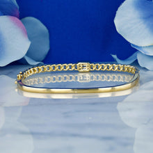 Load image into Gallery viewer, 14k Solid Gold Natural Diamond Baguette and Round Diamond Emerald Cut Look Cuban Link Statement Bangle for Women White Yellow Rose Gold