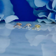 Load image into Gallery viewer, Single (Half Pair) 14k Solid Gold Natural Diamond Small Evil Eye Stud Earring