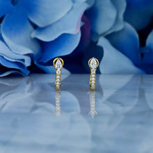Load image into Gallery viewer, Pair of 14k Solid Gold Natural Diamond Huggy Leverback Earrings with Pear Shape