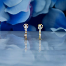 Load image into Gallery viewer, Pair of 14k Solid Gold Natural Diamond Huggy Leverback Earrings with Pear Shape