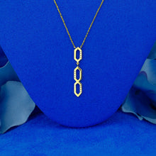 Load image into Gallery viewer, 14k Solid Gold Natural Diamond Dainty Figure Eight Drop Necklace w/ Adjustable Length Chain for Women