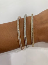 Load image into Gallery viewer, 14k Solid Gold Genuine Natural Diamond Baguette and Round Diamond Statement Bangle for Women White Yellow Rose Gold