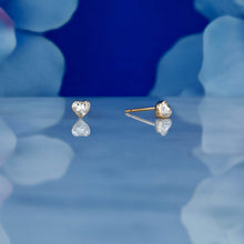Load image into Gallery viewer, Single (Half Pair) 18k Solid Gold Genuine Natural Bezel Set Heart Shaped Diamond Stud Earrings