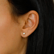 Load image into Gallery viewer, Single (Half Pair) 18k Solid Gold Genuine Natural Bezel Set Heart Shaped Diamond Stud Earrings