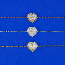 Load image into Gallery viewer, 18k Solid Gold Genuine Natural Diamond Pave Heart with Rope Frame Stacking Bracelet
