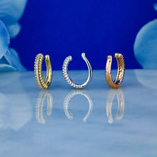 Load image into Gallery viewer, Single 14K Gold Natural Diamond Beaded Non-Pierced Ear Cuff