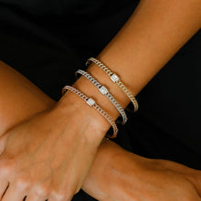 Load image into Gallery viewer, 14k Solid Gold Natural Diamond Baguette and Round Diamond Emerald Cut Look Cuban Link Statement Bangle for Women White Yellow Rose Gold