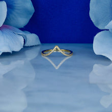 Load image into Gallery viewer, 14k Gold and Genuine Diamond Chevron "V" Shaped Stackable Ring w/ High Quality Diamonds in White, Yellow or Rose Gold for Women