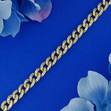 Load image into Gallery viewer, 14k Solid Gold Genuine Natural Diamond HEAVYWEIGHT Cuban Curb Link Reversible Chain Bracelet Unisex Men and Women White Yellow Rose