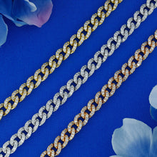 Load image into Gallery viewer, 14k Solid Gold Genuine Natural Diamond HEAVYWEIGHT Cuban Curb Link Reversible Chain Bracelet Unisex Men and Women White Yellow Rose