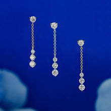 Load image into Gallery viewer, 14k Solid Gold Natural Graduated Diamond Cable Chain Dangle Drop Earrings