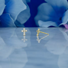 Load image into Gallery viewer, Single (Half Pair) 18k Solid Gold Genuine Natural Small Diamond Cross Stud Earring