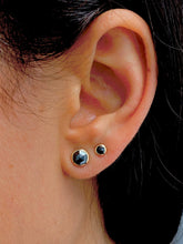 Load image into Gallery viewer, Pair of 14k Gold Genuine Natural Black Rose Cut Diamond Bezel Set Stud Minimalist Dainty Simple Earrings for Women White Yellow Gold