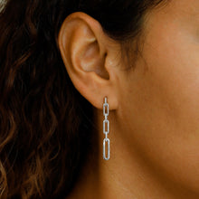 Load image into Gallery viewer, 14k Solid Gold Natural Diamond Paper Clip Link Hanging Earrings 1.5" Length