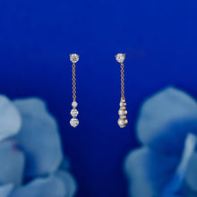 Load image into Gallery viewer, 14k Solid Gold Natural Graduated Diamond Cable Chain Dangle Drop Earrings