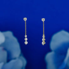 Load image into Gallery viewer, 14k Solid Gold Natural Graduated Diamond Cable Chain Dangle Drop Earrings