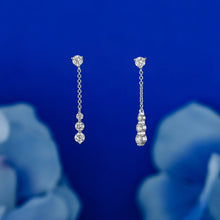 Load image into Gallery viewer, 14k Solid Gold Natural Graduated Diamond Cable Chain Dangle Drop Earrings