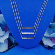 Load image into Gallery viewer, 14k Solid Gold Natural Diamond Baguette and Round Bar Necklace with Black Enamel Adjustable Necklace