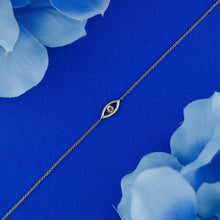 Load image into Gallery viewer, 14k Solid Gold Natural Diamond Evil Eye Adjustable Chain Bracelet