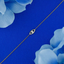 Load image into Gallery viewer, 14k Solid Gold Natural Diamond Evil Eye Adjustable Chain Bracelet