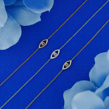 Load image into Gallery viewer, 14k Solid Gold Natural Diamond Evil Eye Adjustable Chain Bracelet