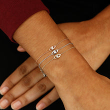 Load image into Gallery viewer, 14k Solid Gold Natural Diamond Evil Eye Adjustable Chain Bracelet