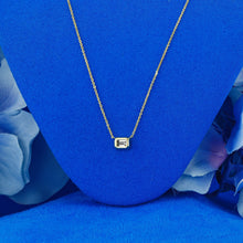 Load image into Gallery viewer, 18k Solid Gold .40ct Natural Diamond Emerald Cut Solitaire Bezel Set Necklace