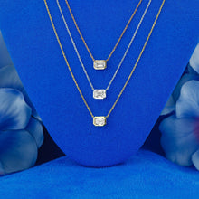 Load image into Gallery viewer, 18k Solid Gold .40ct Natural Diamond Emerald Cut Solitaire Bezel Set Necklace