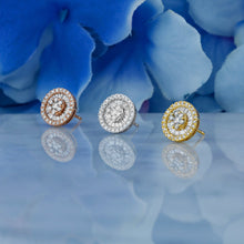 Load image into Gallery viewer, 14k or 18k Solid Gold Natural Diamond Baguette and Round  Statement Cluster Earrings