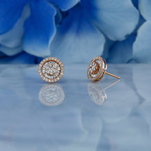 Load image into Gallery viewer, 14k or 18k Solid Gold Natural Diamond Baguette and Round  Statement Cluster Earrings