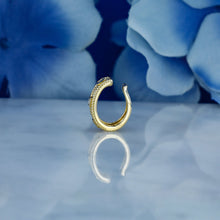 Load image into Gallery viewer, Single (Half Pair) 14k Solid Gold Natural Diamond Princess Round  Non-Pierce Ear Cuff with Rope Border