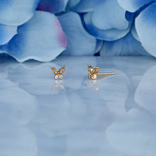 Load image into Gallery viewer, Single (Half Pair) 14k Solid Gold Natural Diamond Butterfly Shaped Stud Earrings