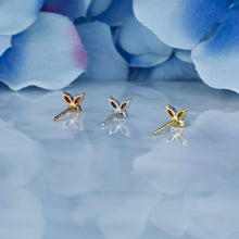 Load image into Gallery viewer, Single (Half Pair) 14k Solid Gold Natural Diamond Butterfly Shaped Stud Earrings