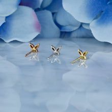 Load image into Gallery viewer, Single (Half Pair) 14k Solid Gold Natural Diamond Butterfly Shaped Stud Earrings