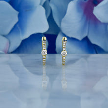 Load image into Gallery viewer, Single (Half Pair) 18k Solid Gold Natural Diamond Round Lever Back Huggy Hoop Earrings