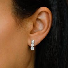 Load image into Gallery viewer, 14k Solid White Gold Natural Diamond Square Shaped Graduated Cluster Earrings 1/2 Inch Drop