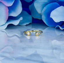 Load image into Gallery viewer, 14k Solid Gold Natural Diamond Open Bezel Set Minimalist Stacking Horseshoe Ring