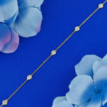 Load image into Gallery viewer, 14k Solid Gold Natural Diamond By the Yard Station Layering Bezel Set Bracelet
