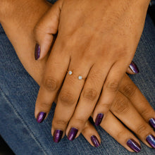 Load image into Gallery viewer, 14k Solid Gold Natural Diamond Open Bezel Set Minimalist Stacking Horseshoe Ring