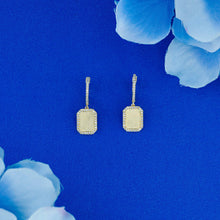 Load image into Gallery viewer, 14k Solid Gold Natural Diamond Border Satin Florentine Dangle Earrings with Lever Back