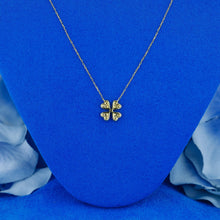 Load image into Gallery viewer, 18k Solid Gold Natural Diamond Pave Clover Layering Necklace w/ Adjustable Chain