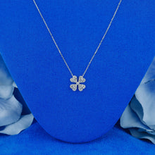 Load image into Gallery viewer, 18k Solid Gold Natural Diamond Pave Clover Layering Necklace w/ Adjustable Chain