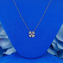 Load image into Gallery viewer, 18k Solid Gold Natural Diamond Pave Clover Layering Necklace w/ Adjustable Chain