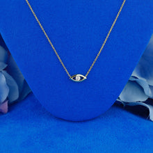 Load image into Gallery viewer, 14k Solid Gold Natural Diamond Evil Eye Necklace with Adjustable Chain