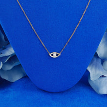 Load image into Gallery viewer, 14k Solid Gold Natural Diamond Evil Eye Necklace with Adjustable Chain