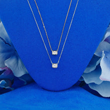 Load image into Gallery viewer, 18k Solid Gold .18ct Natural Diamond Emerald Cut Solitaire Bezel Set Necklace