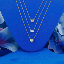 Load image into Gallery viewer, 18k Solid Gold .24ct Natural Diamond Emerald Cut Solitaire Bezel Set Necklace