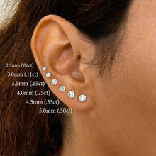 Load image into Gallery viewer, Single (Half Pair) 14k Solid Gold Natural Diamond 3 Prong Martini Setting Stud Earrings